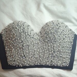 Marciano Black and Pearl Embellished Top